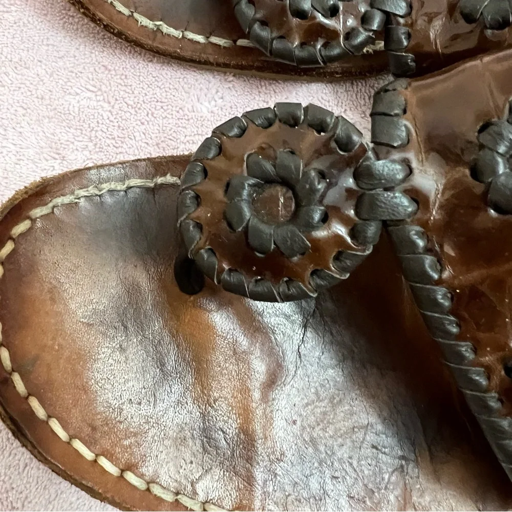 Jack Rodgers Brown Leather Sandals Size 8